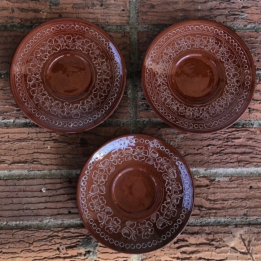 3 Handmade Saucers Lapithos Cyprus